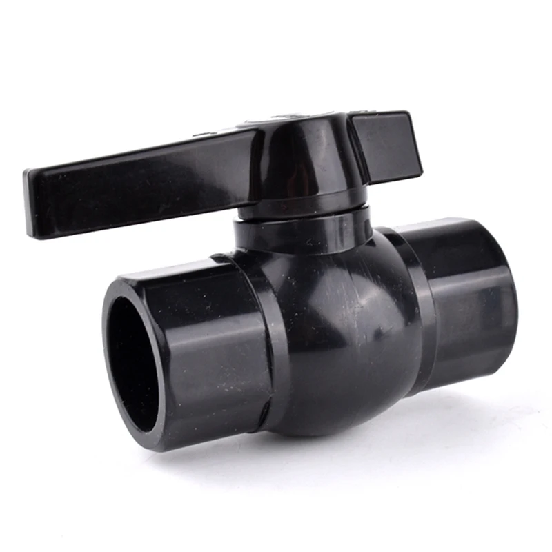 1Pc Black PVC Pipe Ball Valve 20/25/32/40/50mm Garden Irrigation Agriculture Water Supply Aquarium Water Pipe Connector Fittings