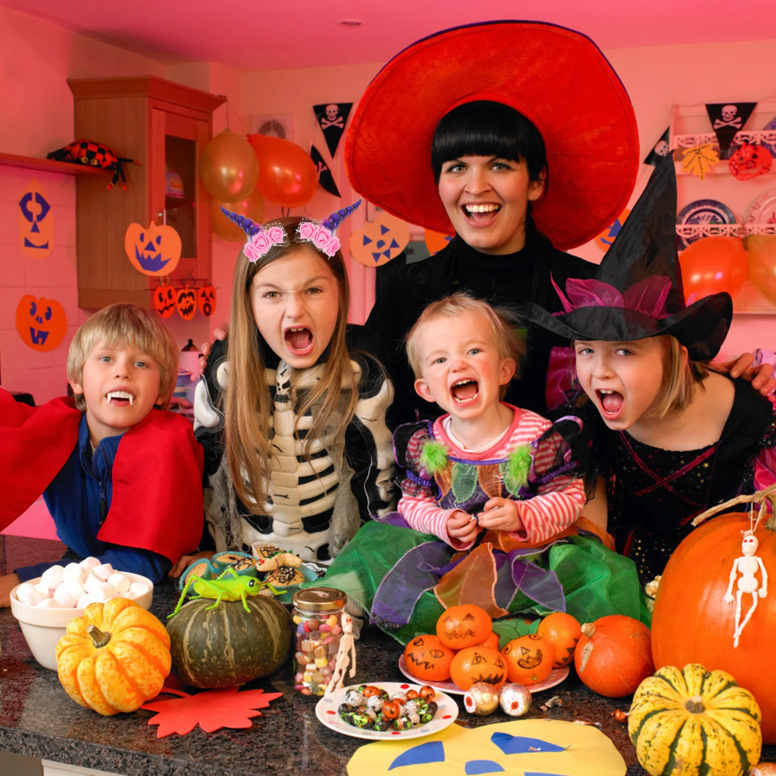 قطعتان من إكسسوارات الشعر على شكل قرن وحيد القرن دبابيس شعر كرتونية للفتيات مشبك شعر جميل للحفلات والأطفال وغطاء رأس للحفلات #4