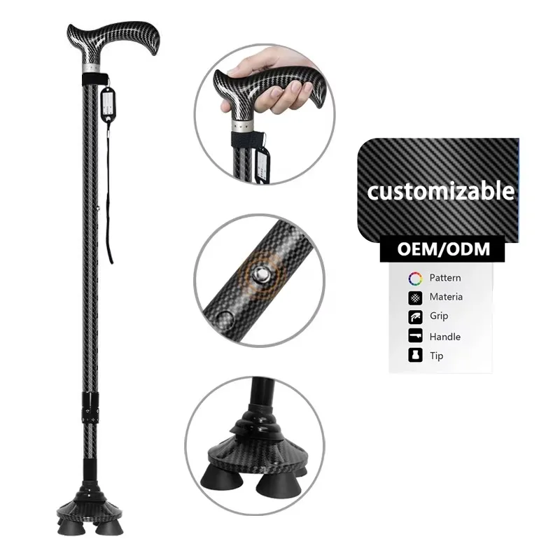 

Carbon Fiber Anti-Fall Walking Stick for Elderly Non-Slip Telescopic Assistive Cane Lightweight Walking Cane for the Elder