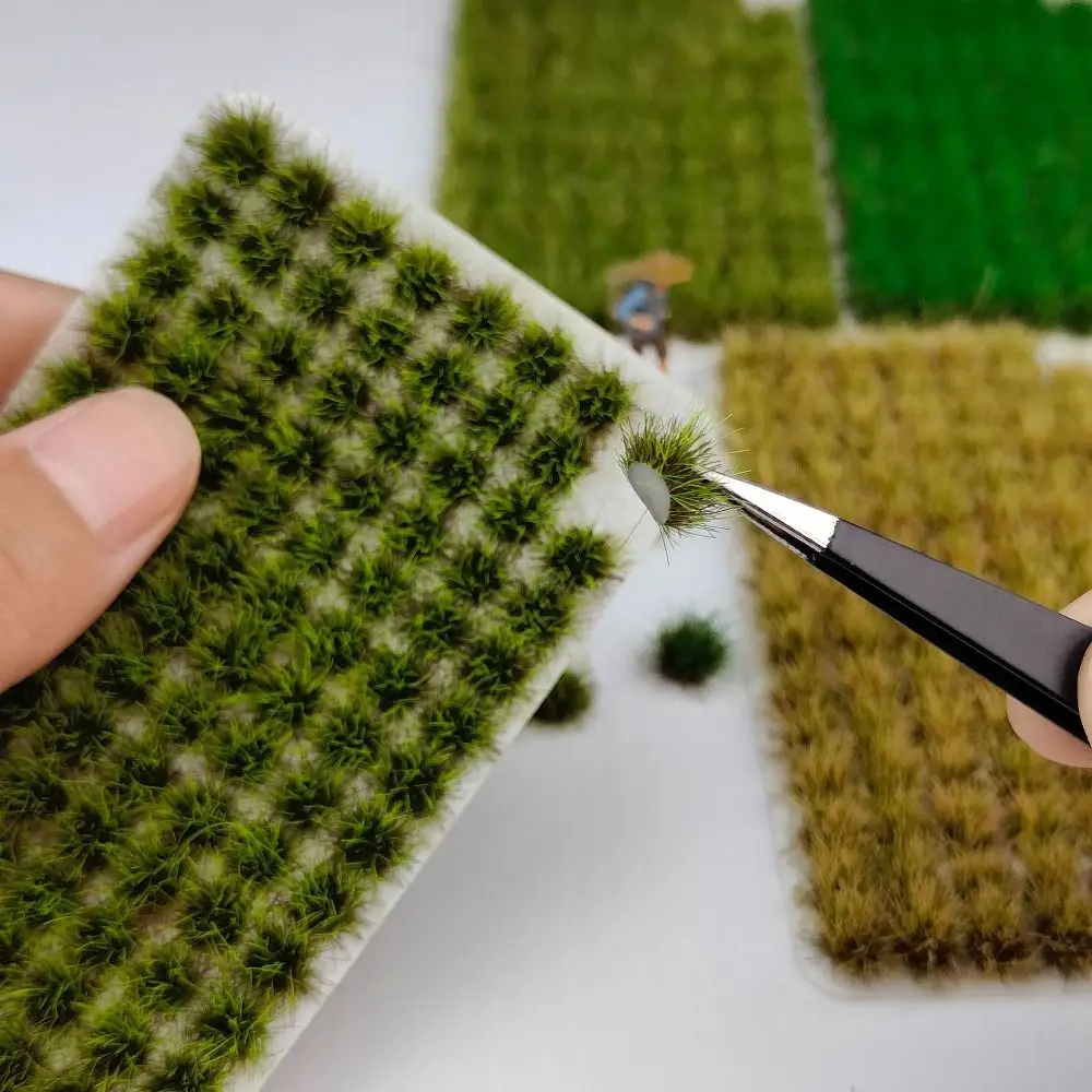 120PCS Multicolor Grass Tufts Self-Adhesive Miniature Plant Artificial Flower Cluster 8mm Height Modeling Materials