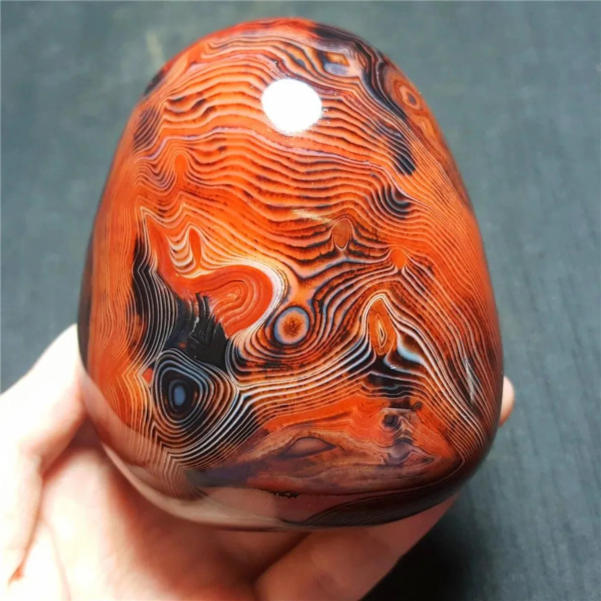 Large Natural Banded Agate Rainbow Color, Polished Tumbled, Genuine Stone, Wire Wrapping, Crystal Collection, Table Display