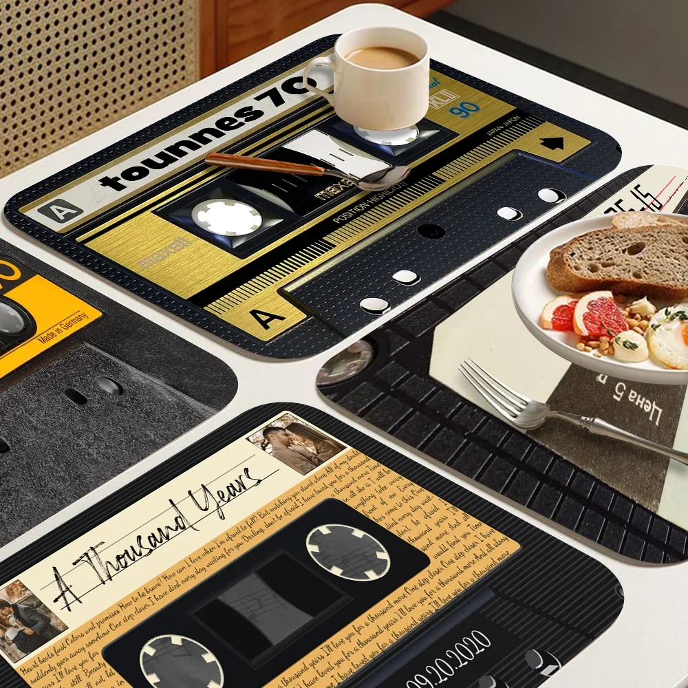 Cassette Tape New Super Absorbent Coffee Dish Kitchen Absorbent Draining Mat Drying Mat Quick Dry Bathroom Placemat