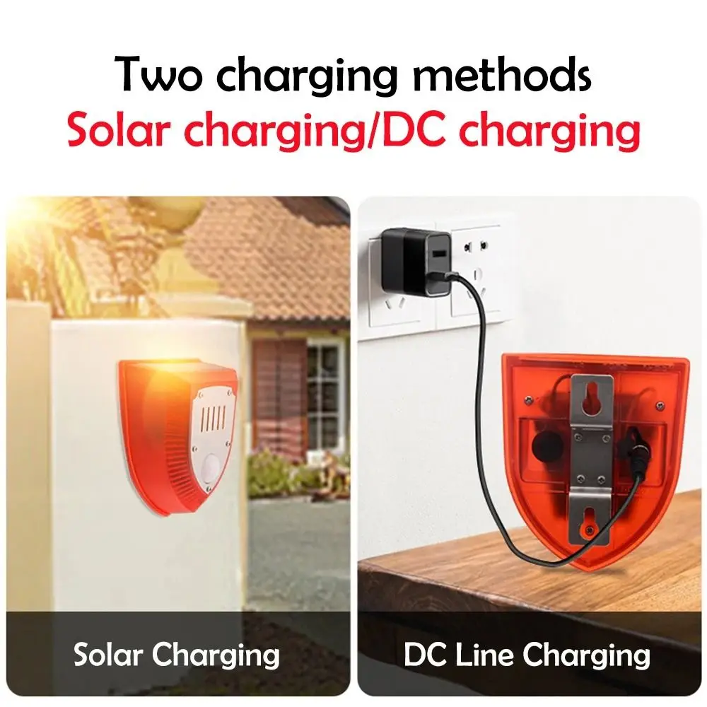

3 Modes Solar Security Siren Audible and Visual Alarm Waterproof Motion Sensor Alarm Anti-theft Solar Powered Animal Repeller