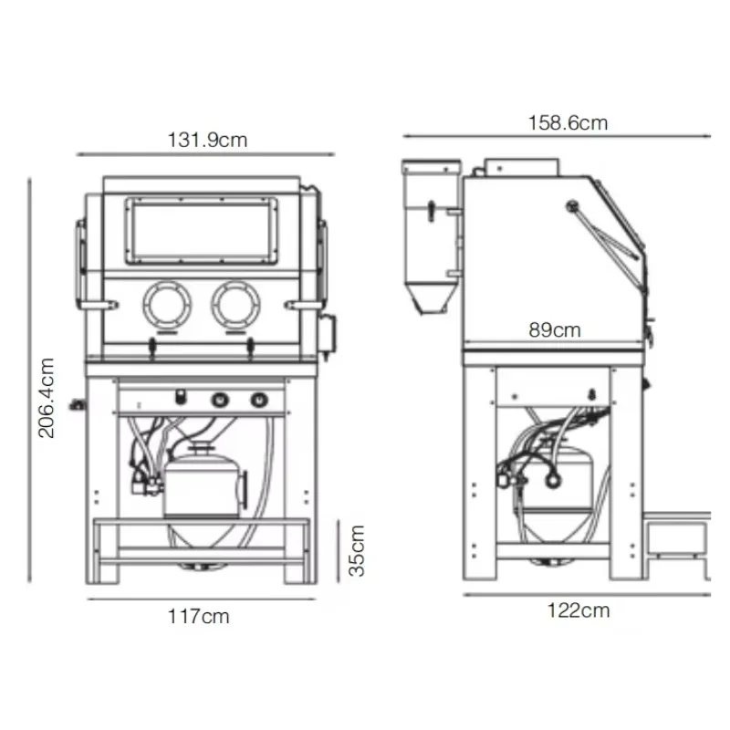PCBC990 High Pressure Cabinet Sandblaster  Cyclone Dust Collector