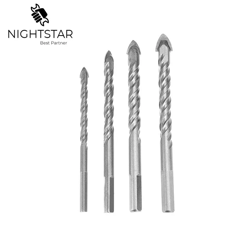 4pcs Drill Bit Tool Set Nickel Plating Round Shank Impact for Wall Cement Alloy Concrete Marble 6mm 8mm 10mm 12mm Diamantes