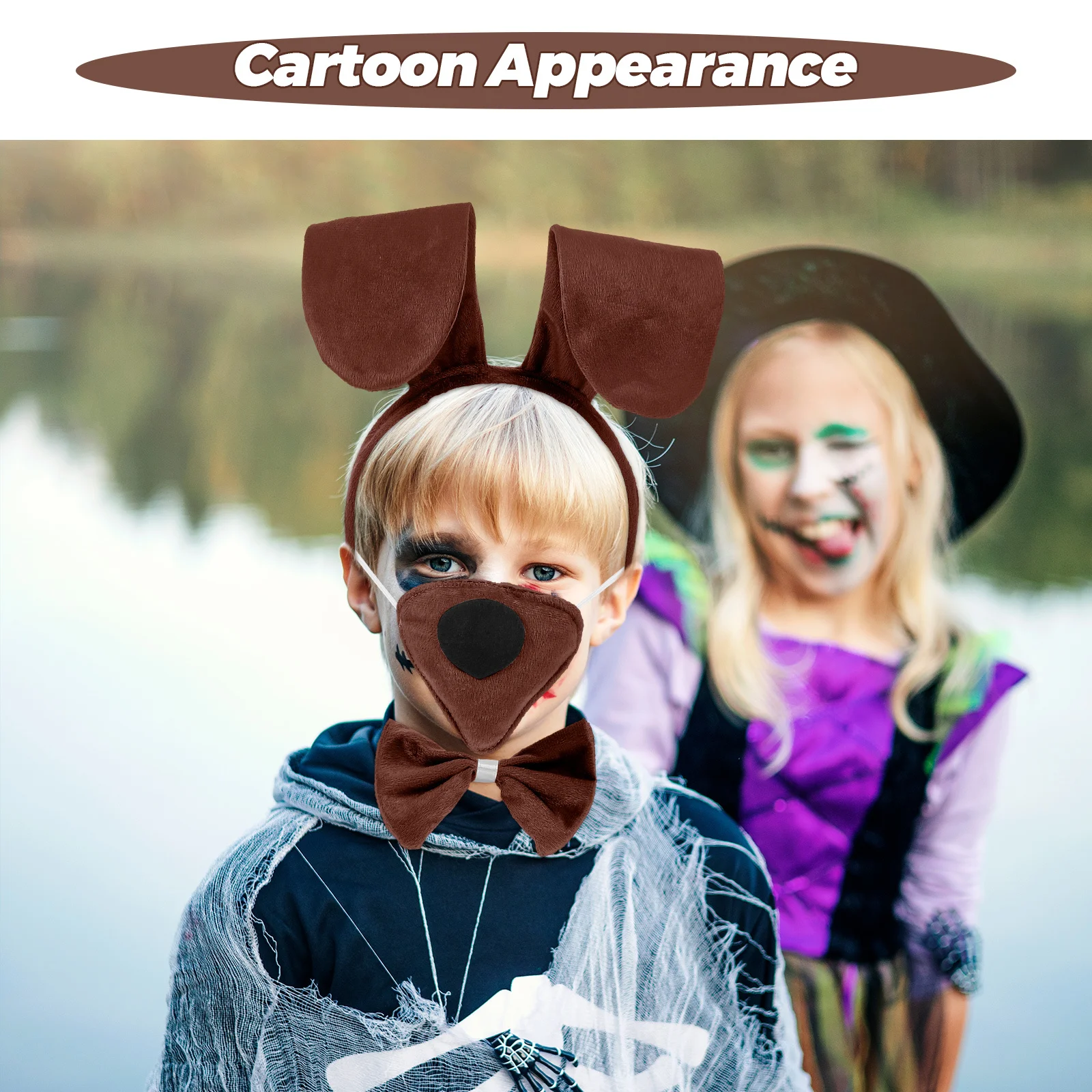 1Set Halloween Animal Costume Set for Kids Adorable Puppy Theme Accessories Ideal for Cosplay Party Photo Props Fun