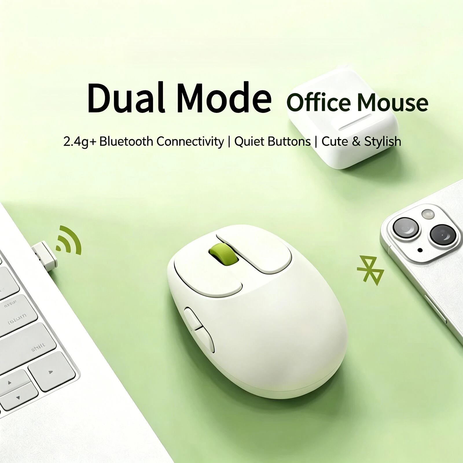Dual Mode Ergonomic Rechargeable Wireless Bluetooth Optical Mini Mouse DPI 1200 Suitable For Girls Long Battery Life Lightweight