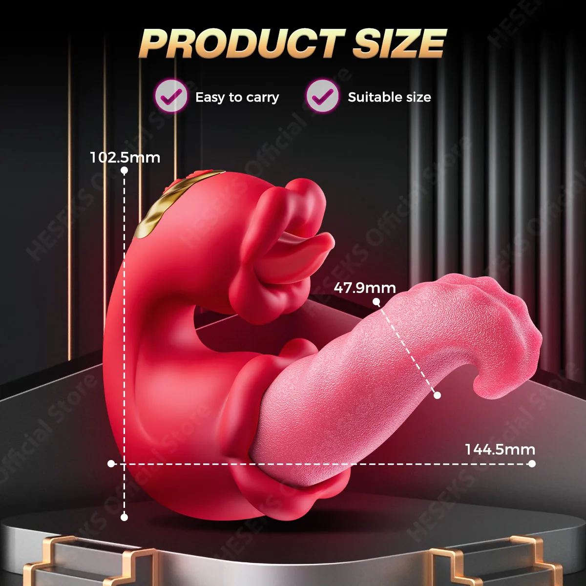 HESEKS 4 in 1 Tongue Swing Vibrator Mouth Biting Clitoral Stimulator Realistic Tongue Dildo Rose Sex Toy for Women 18+