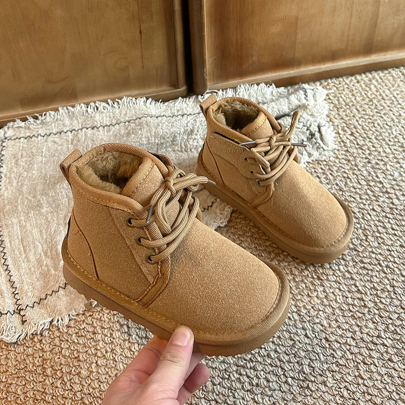 Retro Thick Velvet Baby Walking Shoes for Boys And Girls Warm Comfortable Autumn Winter Outdoor Short Boots for Children