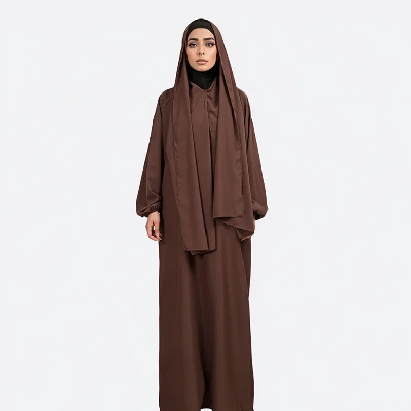 14 colori Nuovo abito Hijab e Abaya Un set Ramadan Khimar Abaya Dubai Arabia Saudita Turchia Islam Set di abiti musulmani modesti