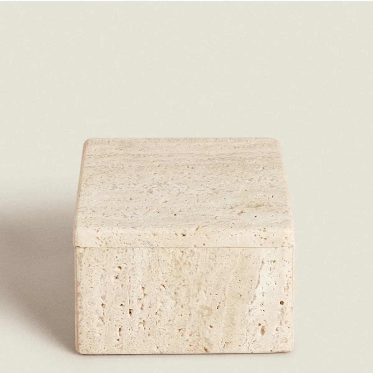 Strong Packaging Wholesale customization Small Square Marble Sundries Storage Box Jar with Lid Yellow Travertine Stone