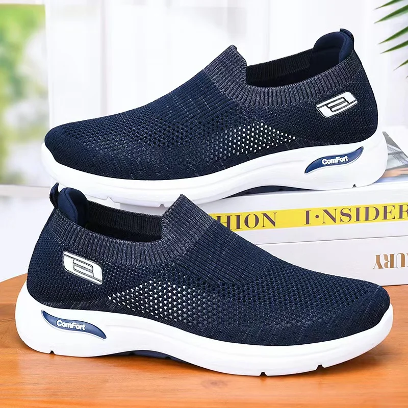 New Fashion Men's Sneakers Slip On Casual Lightweight Soft Sole Cushioning  Comfortable Breathable Walking Footwear Shoes