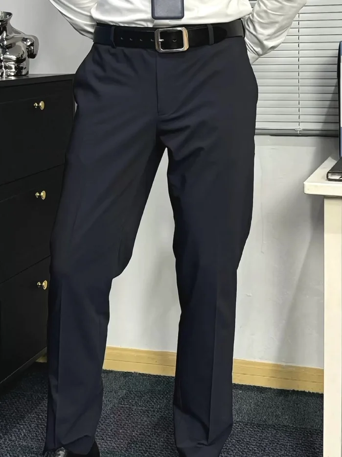 

Men's Slim Fit Workwear Pants Casual Long Trousers Busin Suit Commute Trendy Straight Leg Zipper mid Waist American Sle