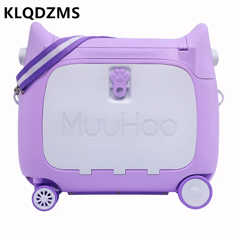 KLQDZMS 20nch children's Poggyász multifunctional rideable Kézikocsi esetben kicsi Deszkaburkolat Páholy Univerzális Kerék Hengerel Koffer