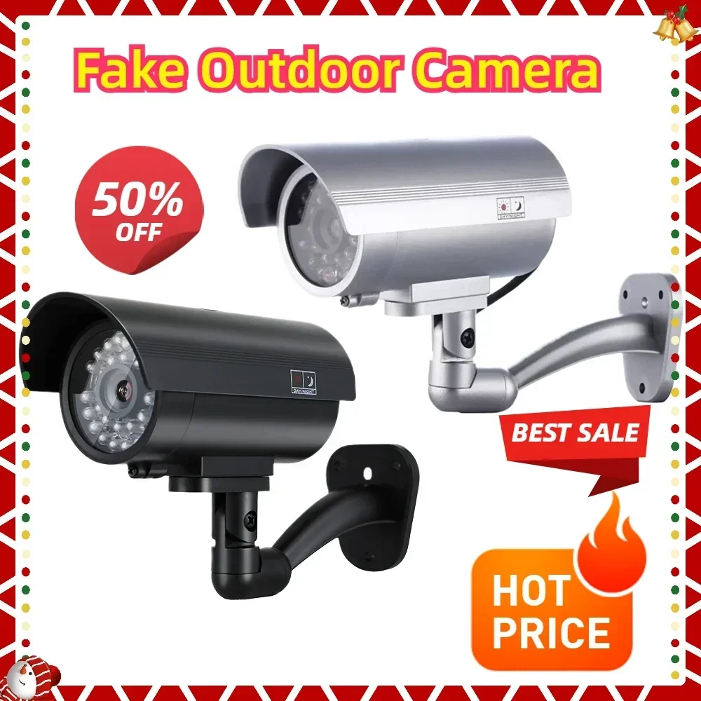 

Fake Outdoor Camera Bullet LED Light Monitor Waterproof Dummy CCTV Surveillance Home Security Protection Simulation