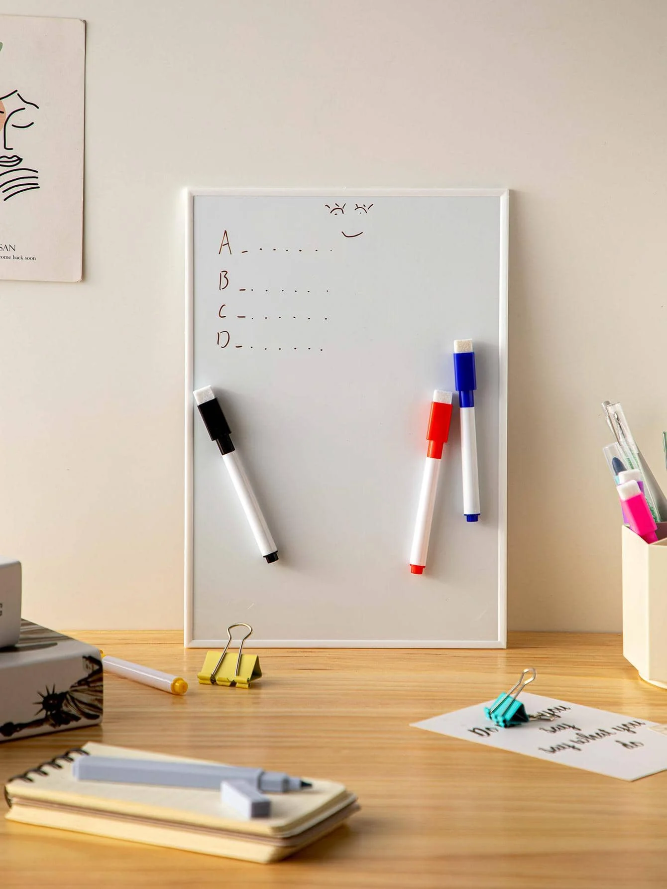 

A4 Dry Erase White Board – Magnetic with 3 Erasable Markers, Essential for School