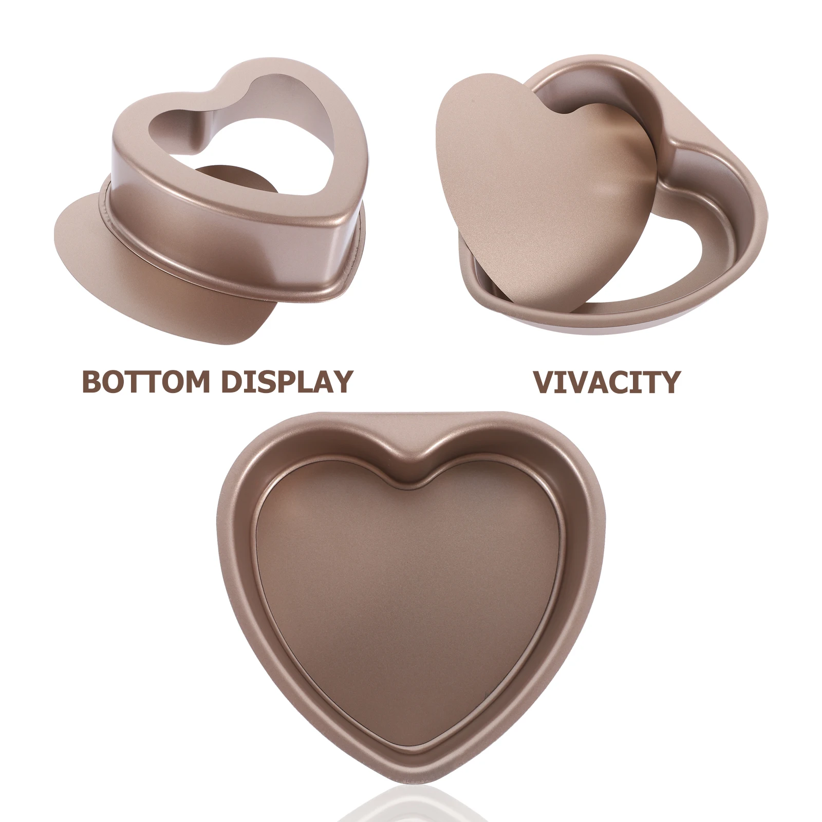 

6pcs Heart Shaped Cake Mold Stainless Steel Non Stick Baking Tin Pan 6 Inch Removable Bottom Golden Kitchen Oven Tool