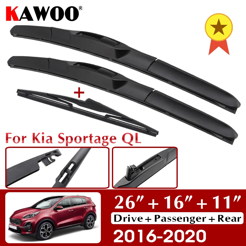 KAWOO Wiper Front Rear Wiper Blades Set 26