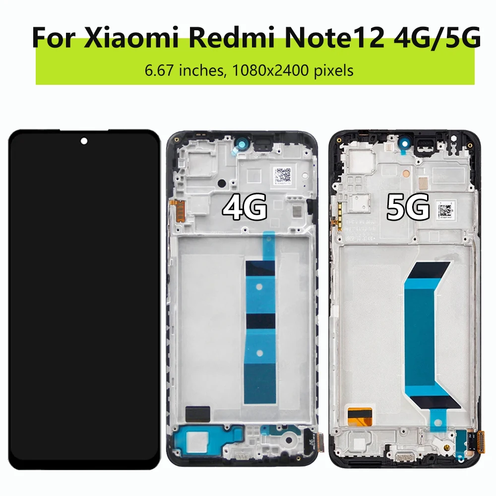 AMOLED Note12 4G LCD Display Screen For Xiaomi Redmi Note 12 23021RAAEG LCD Display with Touch Screen Digitizer Note 12 5G LCD