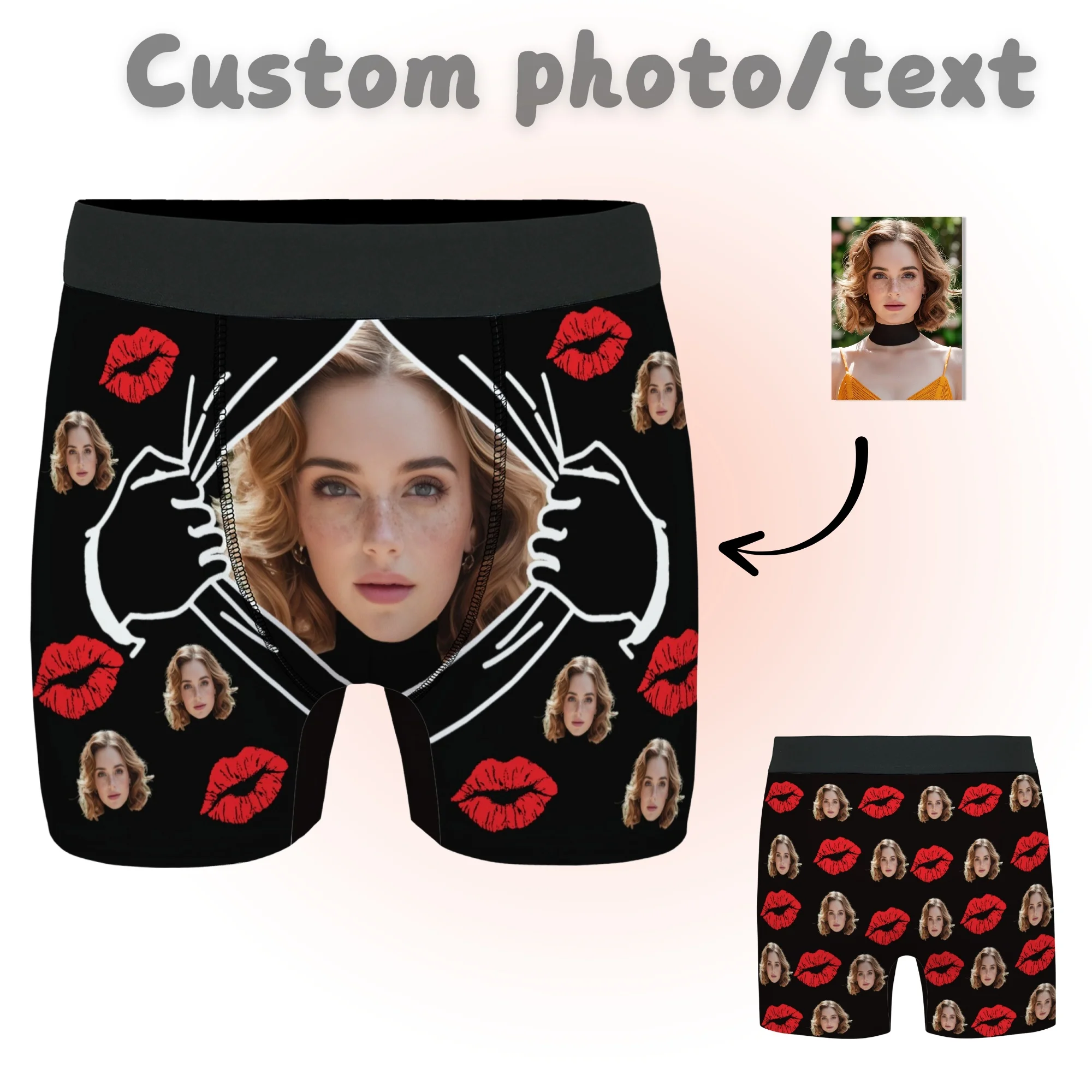 

Custom DIY men's underwear novelty fun personalized photo face underwear festival anniversary gift for boyfriend husband father