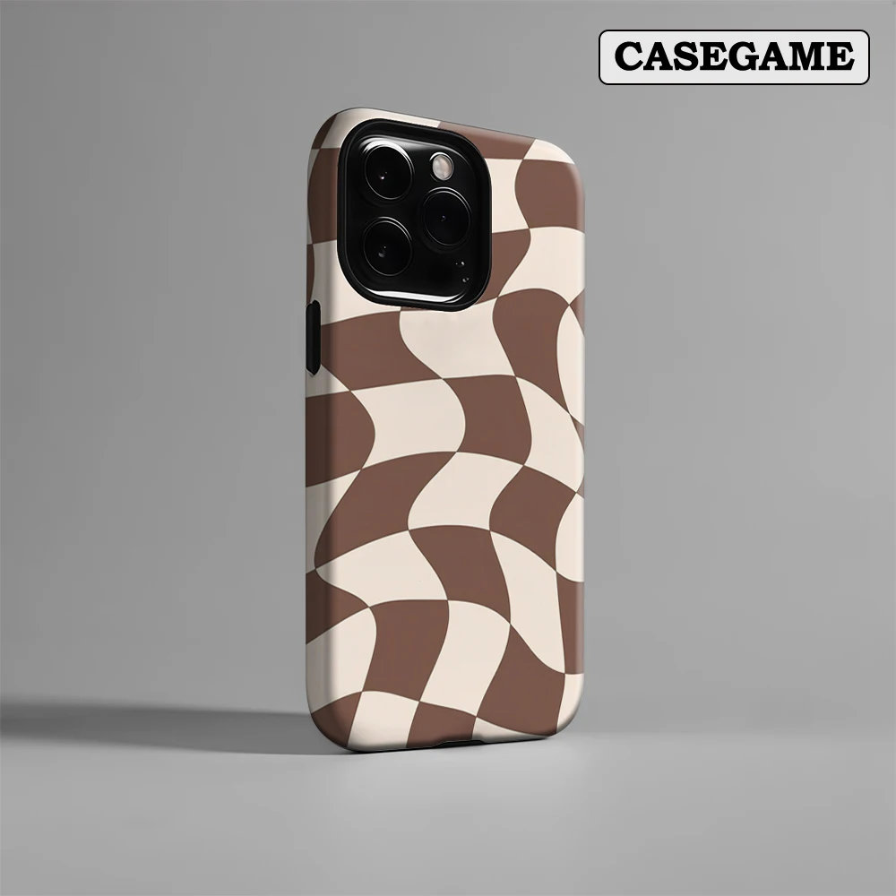 Модный чехол для телефона с волнистыми шашками для iPhone 17, 16, 15, 14, 13, 12, 11 Pro Max Air Plus, роскошная двухслойная задняя крышка