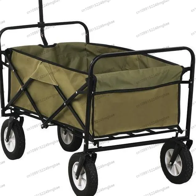 

Outdoor camper foldable portable outdoor folding car, fishing stall pull truck four-wheeled trolley square