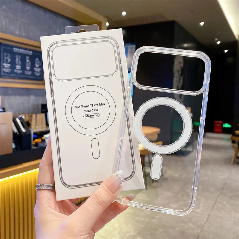 

Original acrylic transparent phone case compatible with For iPhone 11 12 13 14 15 16 17 Pro Max Plus magnetic wireless charging