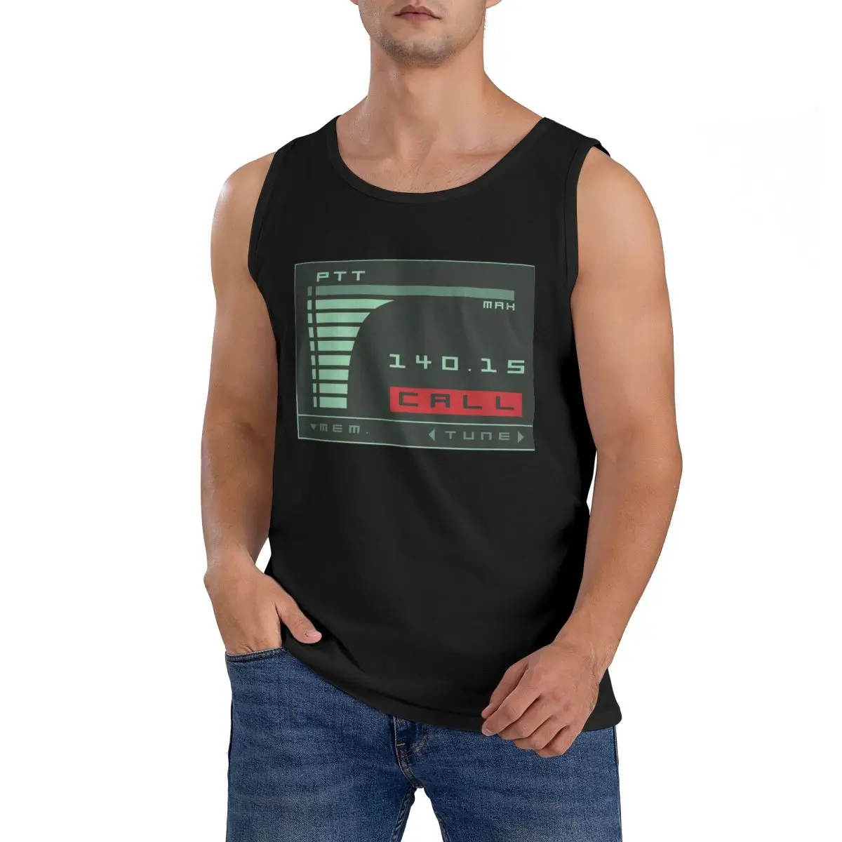 Metal Gear Solid Codec Screen Inspired By Kojima's MGS Sleeveless T-Shirt Men Workout Sports Clothing Tops Men's Crew Neck Vest