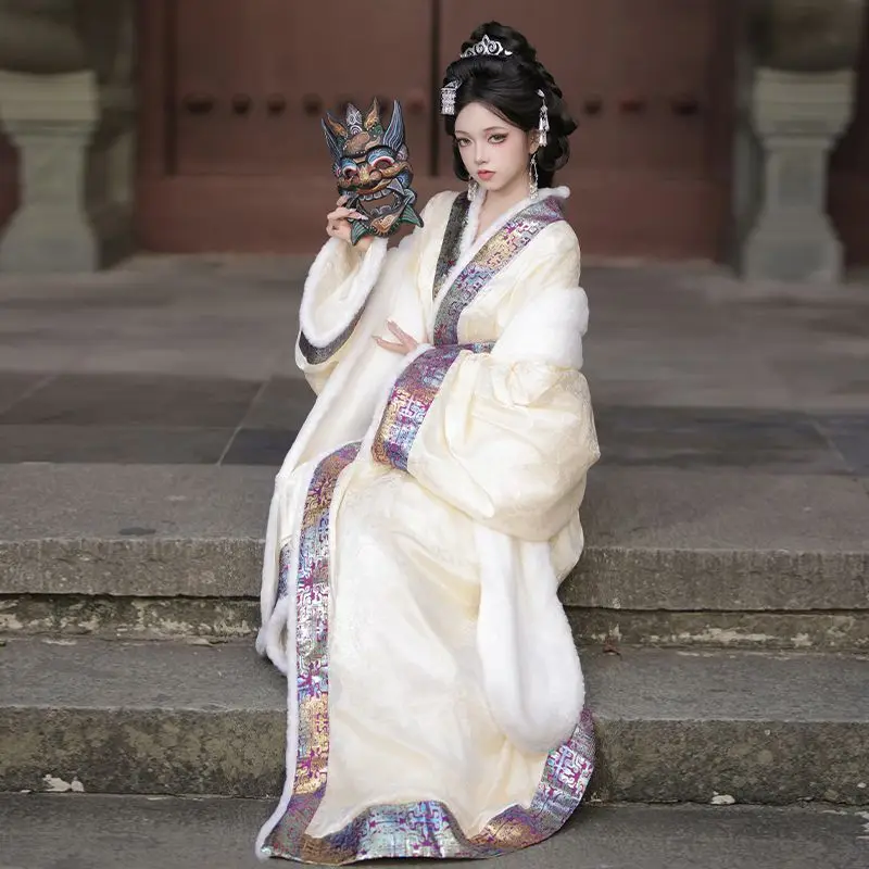 

Autumn Winter Song Dynasty Hanfu Dress Women Vintage Sweet Plush Princess Dress Lady Traditional Chinese Style Warm Robes 2026