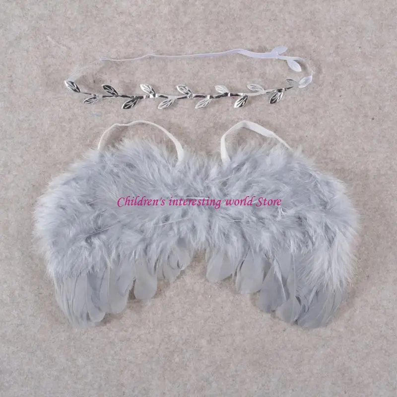 

Headdress and Baby-Wings Set for Infants Girl Boy Leaves Headband Prop 425F