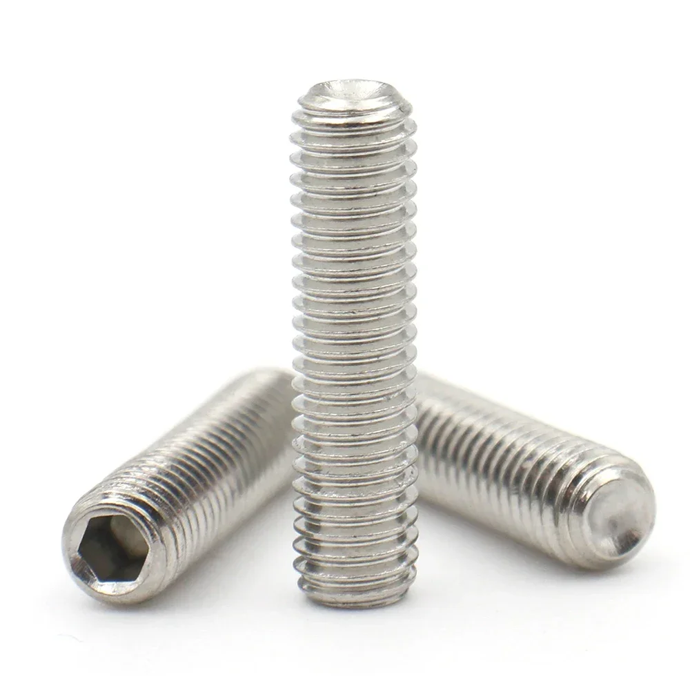 1/2/5/10/20pcs M1.6 M2 M2.5 M3 M4 M5 M6 M8 M10 M12 DIN916 304 Stainless Steel Hex Socket Headless Set Screws Grub Screw