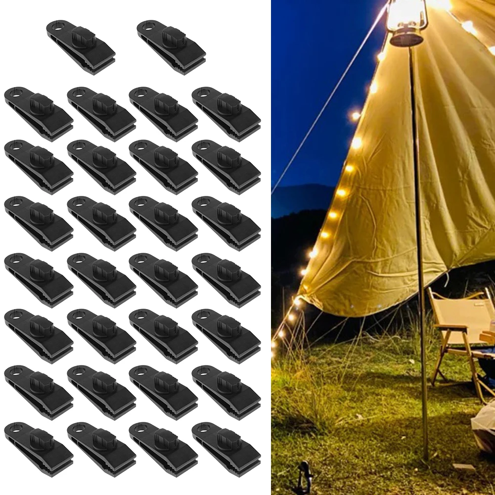 30pcs Heavy Duty Tarpaulin Clips Canvas Locking Grip Tent Fasteners Clips Pool Awning Bungee Cord Car Tighten For Outdoor