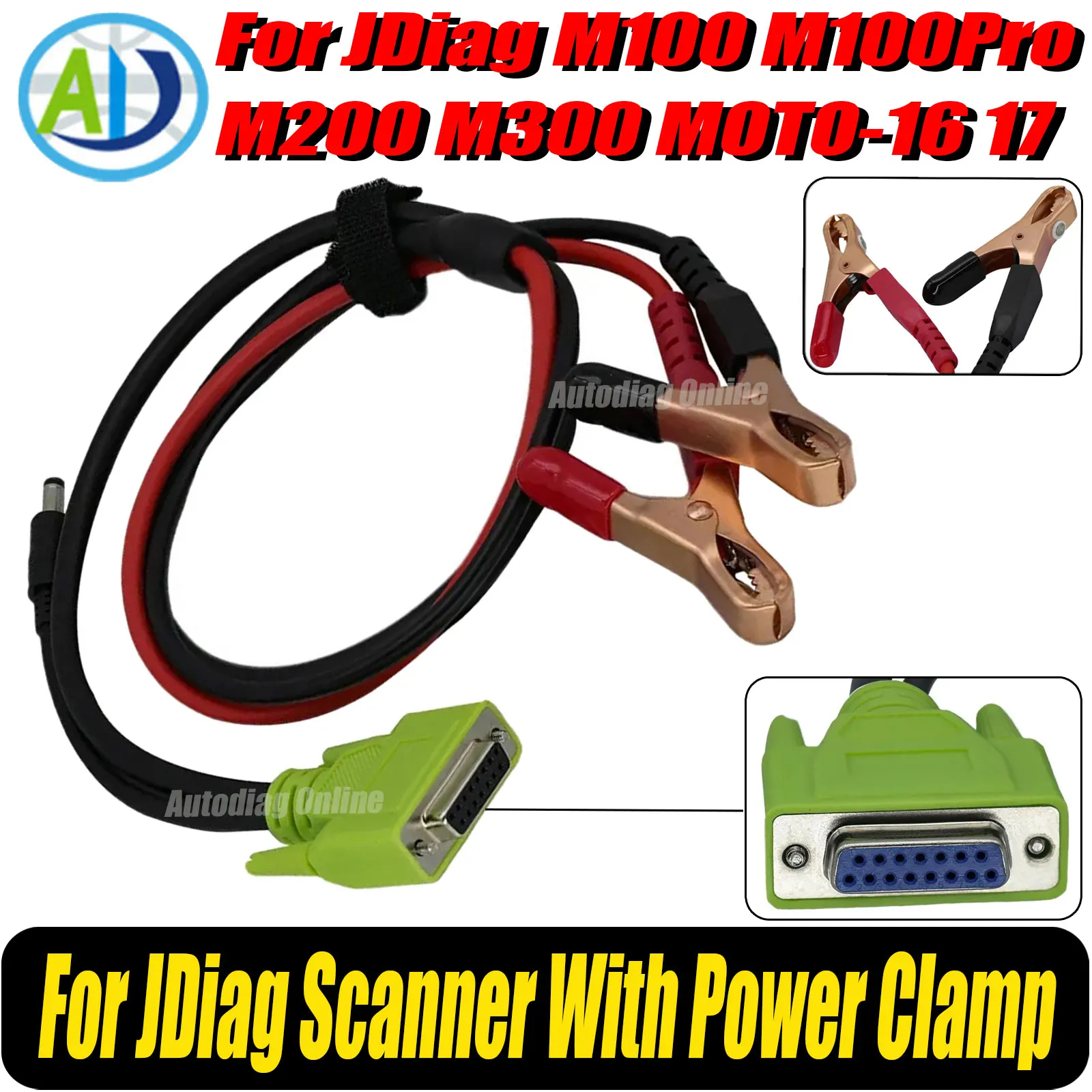 

For JDiag M100PRO M200 M300 Diagnostic Tool For Kawasaki/Suzuki/Yamaha/Honda Motorcycle OBD2 Diagnostic Cable with Power Clam