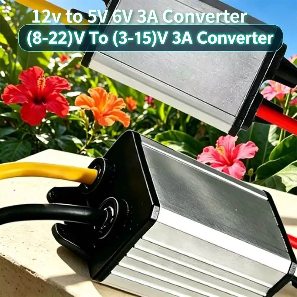 DC 8-22V To 3-15V 3A Converter Waterproof 12v to 5V 6V 3A Power Buck Power Supply Module Compatible With Vehicle Car Truck Volt