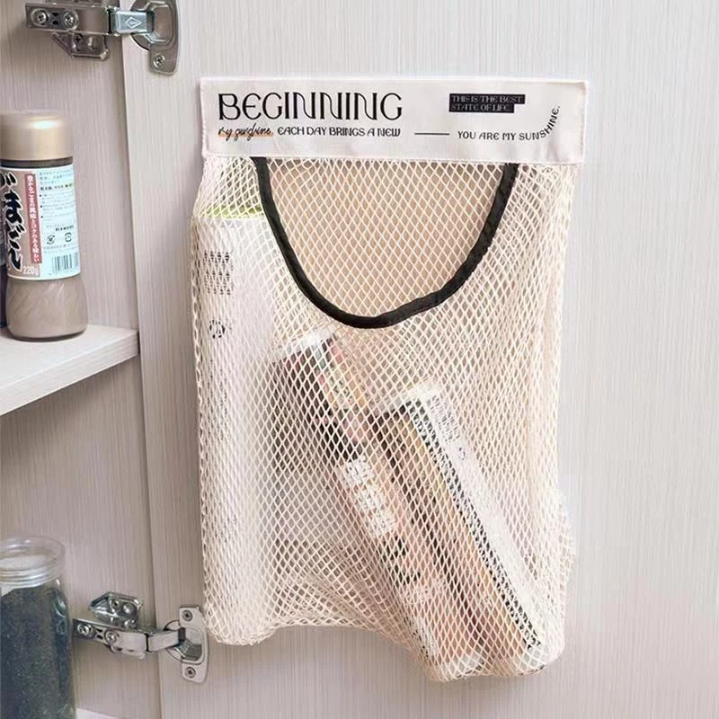 5pcWall Mount Mesh Storage Bag Garbage Bag Holder Plastic Sh