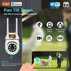 Tuya 4MP 2.4G WiFi Indoor Camera Smart Home Security Video Surveillance Supprt Two Way Audio Mobile Motion