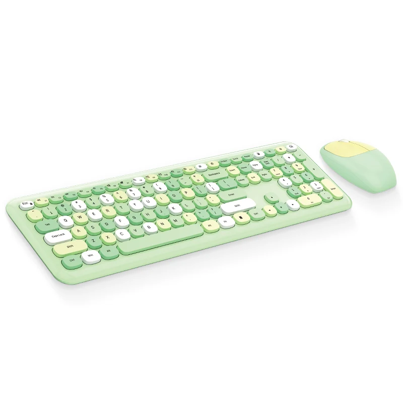 

2.4G Wireless Full Size Silent Keyboard Mouse Kit Set Female Girl 110 Key Cute Pink Purple Blue Green For Computer PC Laptop