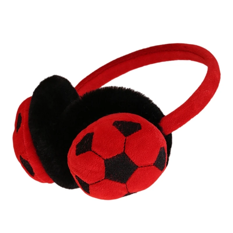 Soccer Pattern Ear Muffs Warm Plush Winter Outdoor Sports Earmuffs Unisex for Men and Women Dropship