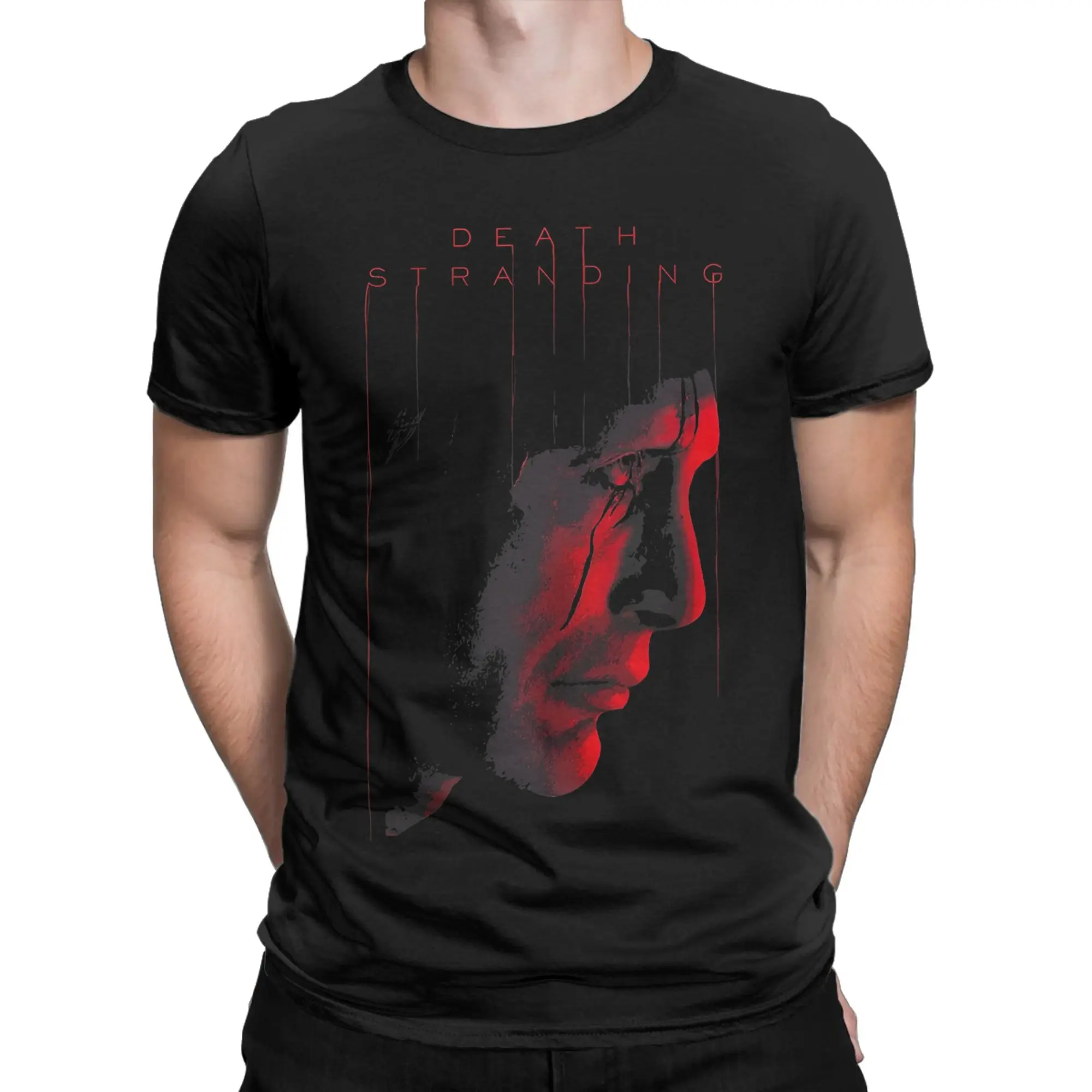 Death Stranding Mads Mikkelsen in red Video Game T Shirt Summer 100% Cotton T-Shirts For Men Pattern Tshirt Short Sleeve Clothes