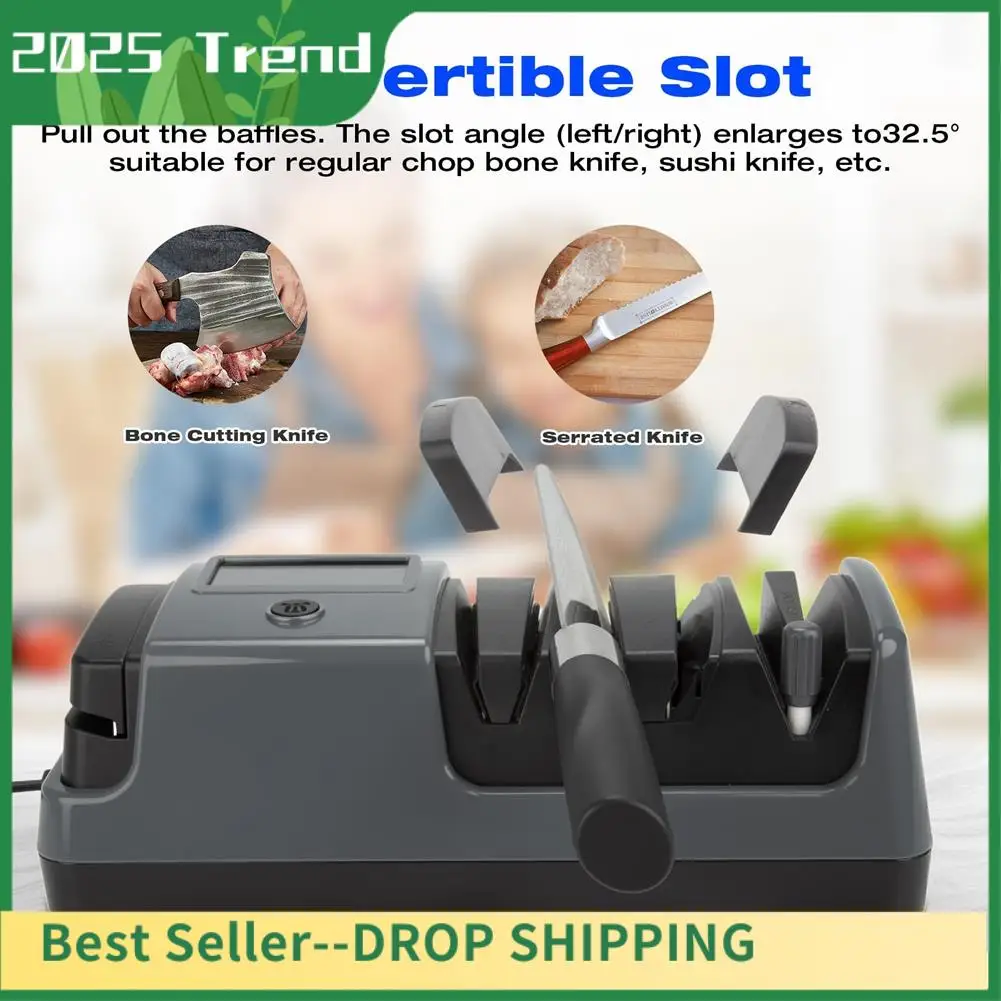 

ATP3- Профессиональная 3-ступенчатая электрическая точилка для кухонных ножей Для прямых ножей и зубчатых ножей с вилкой европейского стандарта