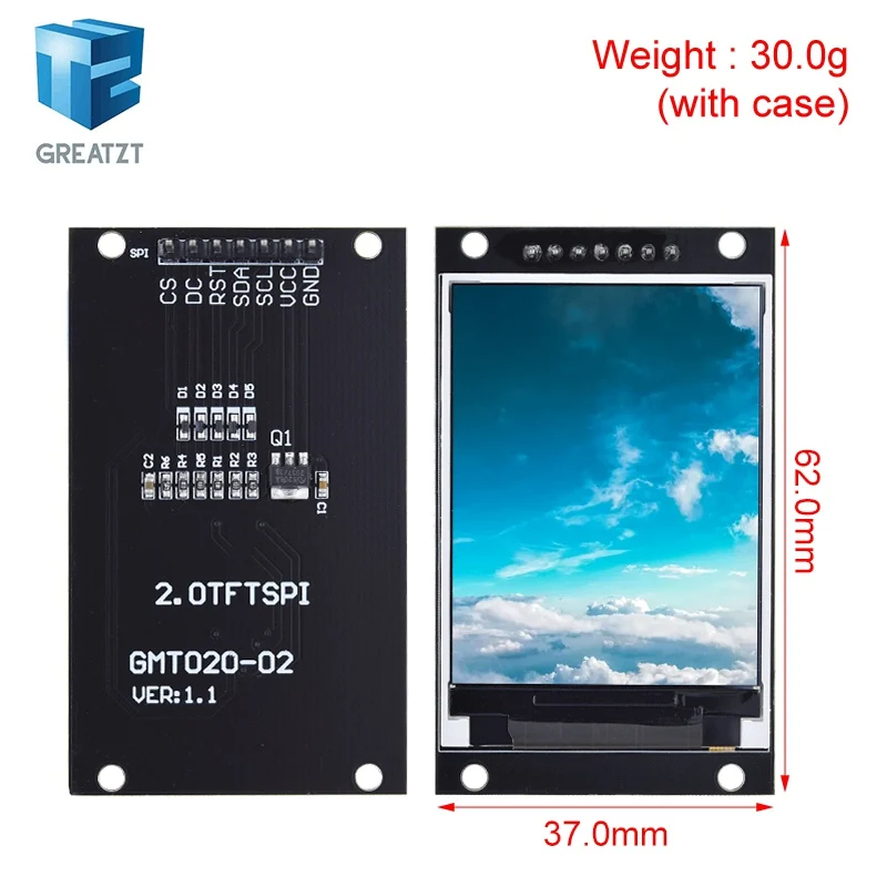 2.0 inch TFT Display OLED LCD Drive IC ST7789V 240RGBx320 Dot-Matrix SPI Interface for Arduio Full Color LCD Display Module