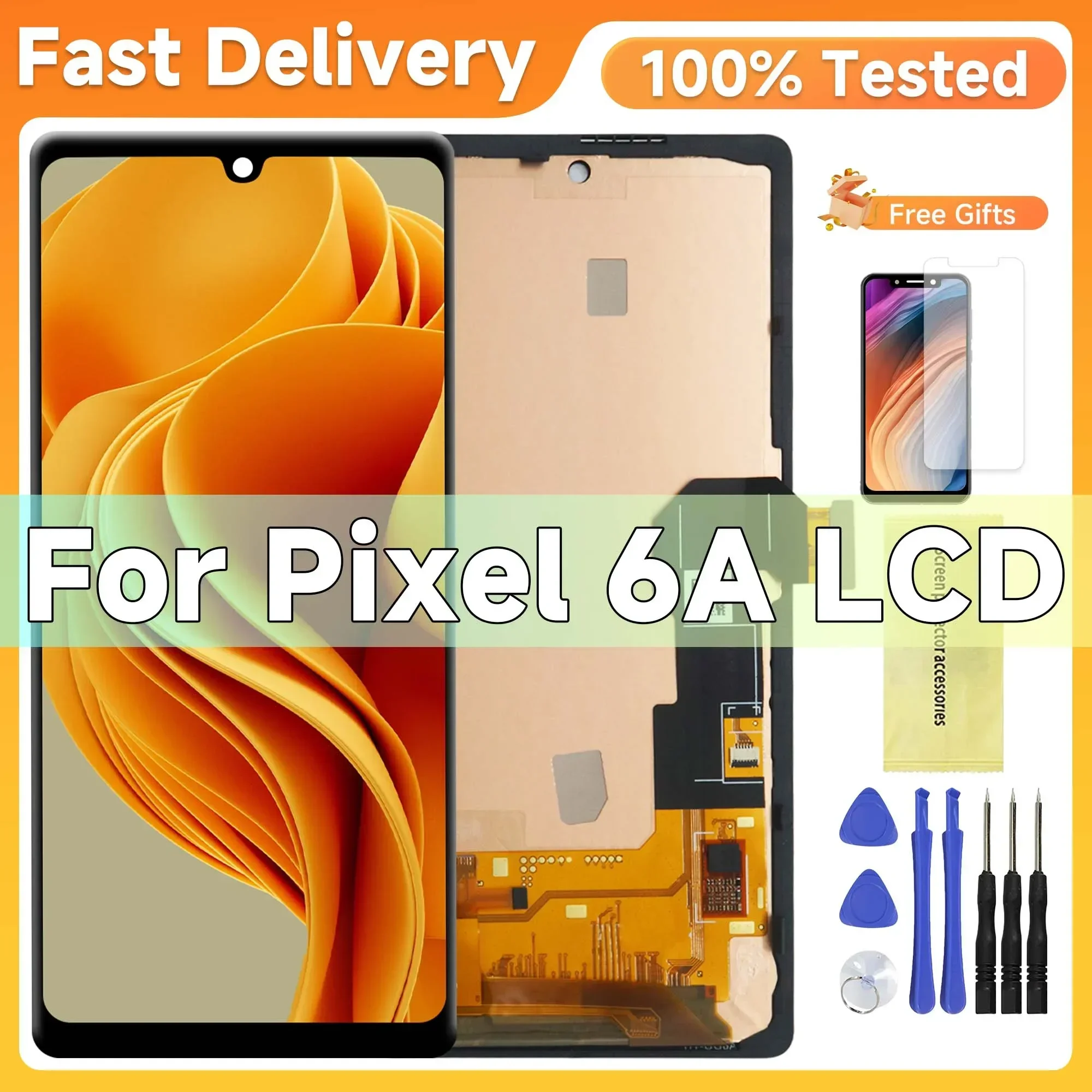 

6.1''Super AMOLED For Google Pixel 6A Lcd Display Digital Touch Screen Replacement For Google Pixel 6a GX7AS, GB62Z Screen