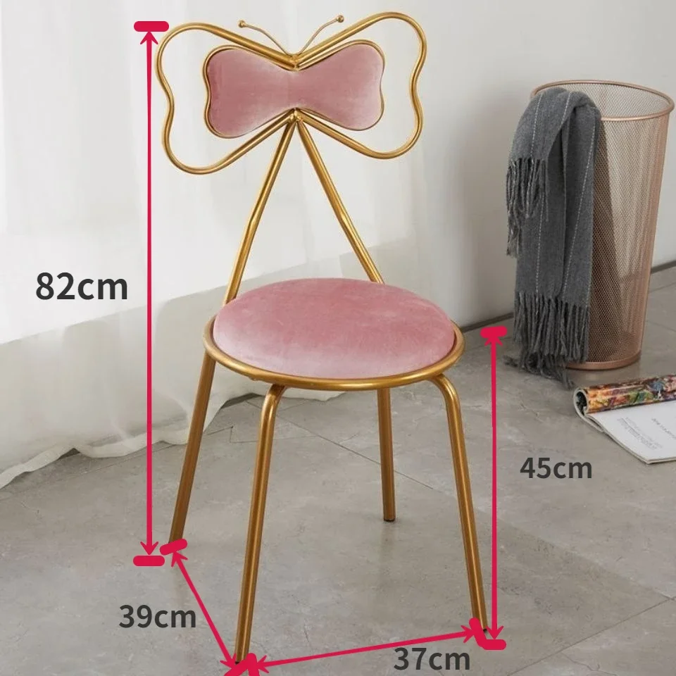 

Backrest Dresser Fairy Stool Simple Bedroom Makeup Chairs Nordic Bow Nail Chair Living Room Furniture Stools Girl's Ottomans