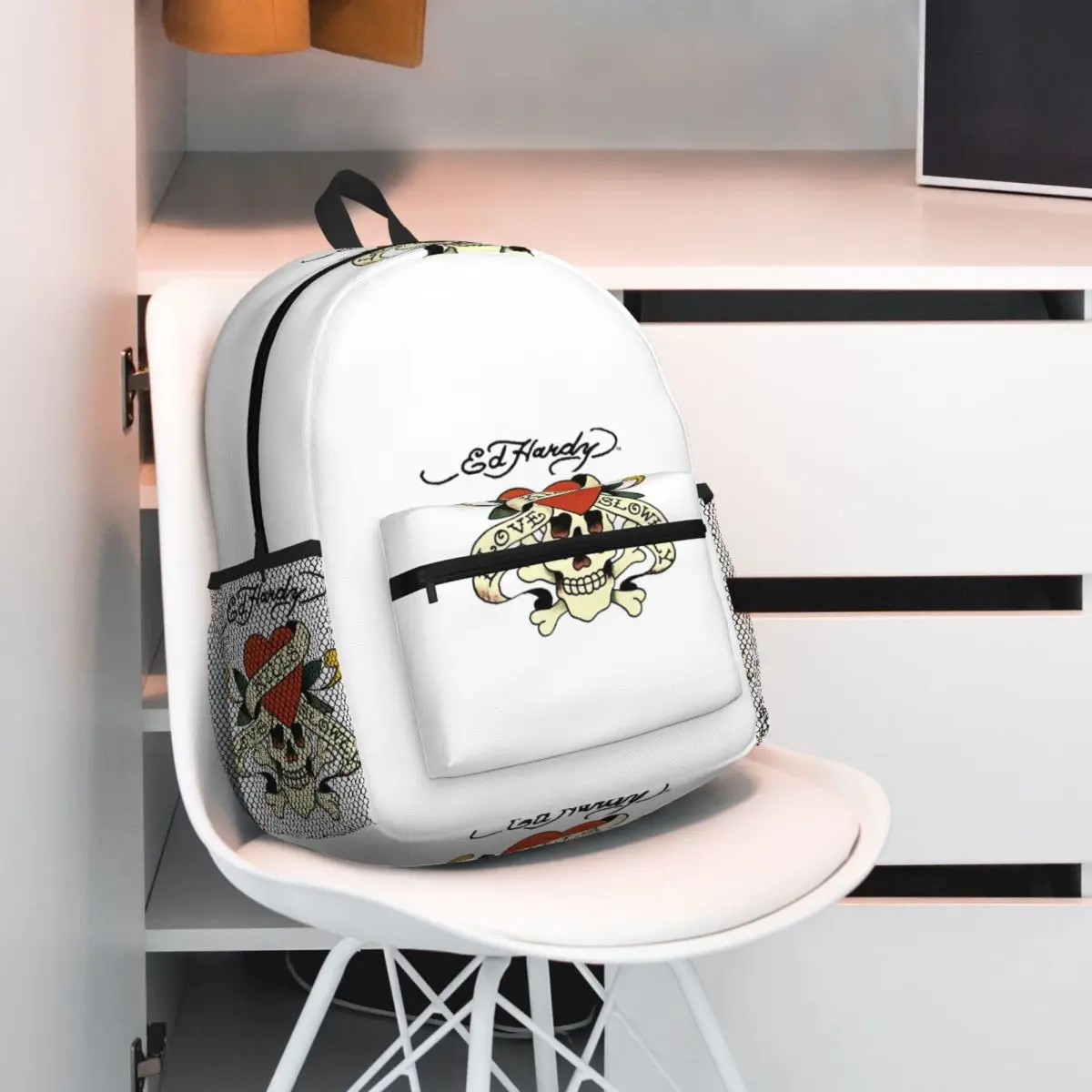Ed Hardy Love Kills Slowly Student Backpack School Bag Hiking Travel Daypack for Boys Girls Bookbag Shoulder Bags