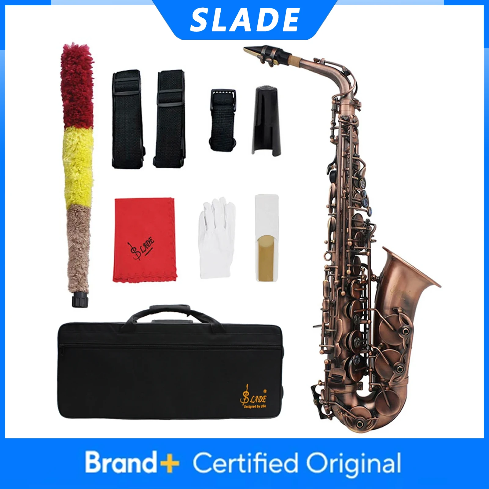 

SLADE WSS947 Alto Saxophone Brass Body Eb Sax Red Copper Saxofone with Case Reeds Gloves Parts & Accessories Woodwind Instrument