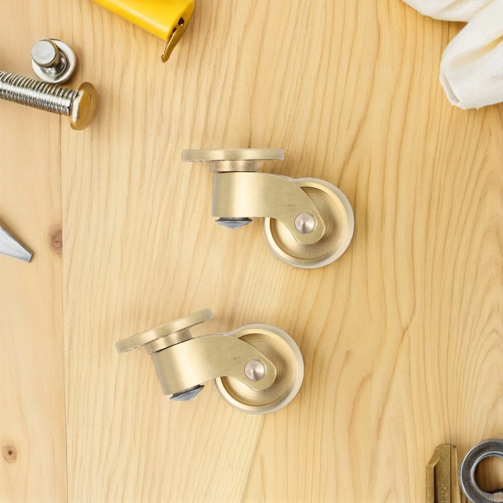 2Pcs Heavy Duty Brass Caster Wheels 1'' Swivel Furniture Casters for Chair Legs Suitcase Replacement Rolling Cabinet Trolley