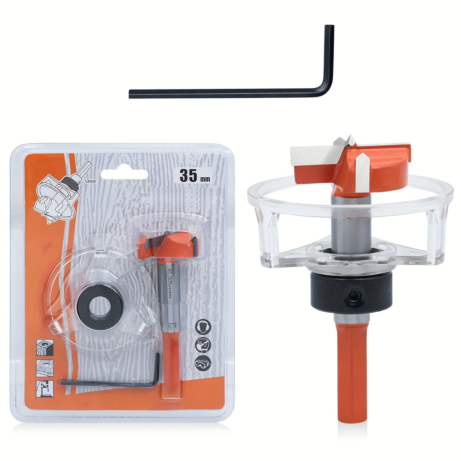 35mm New Woodworking Drill with Dust Cover Drilling Hole Set, Alloy Material, Adjustable Positioning Hinge, Wooden Cabinet Door