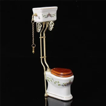 1:12 Miniaturowe meble do domku dla lalek Toaleta łazienkowa Biała porcelana Closestool DIY Ozdoba dekoracyjna