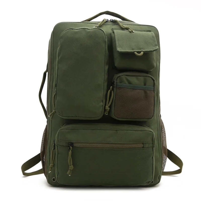 حقيبة ظهر للرجال بلون سادة للاستخدام الخارجي، حقيبة سفر للكمبيوتر المحمول متعددة الوظائف، حقيبة كتف رياضية ذات سعة كبيرة #4