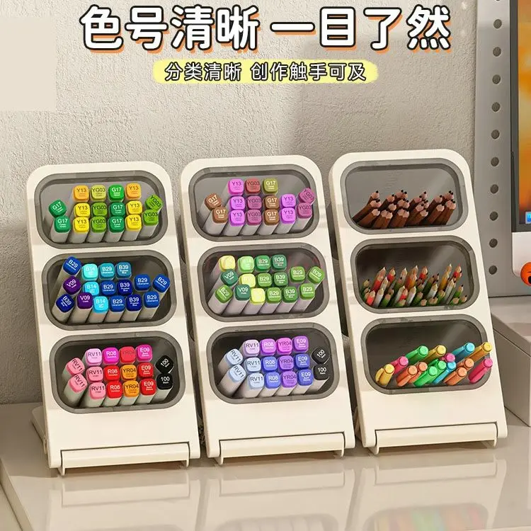 1pcs Oblique insertion type large capacity brush holder book desktop stationery watercolor pen marker pen storage box